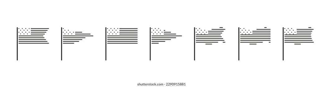 Icono de bandera de EE.UU. conjunto de ilustraciones aisladas