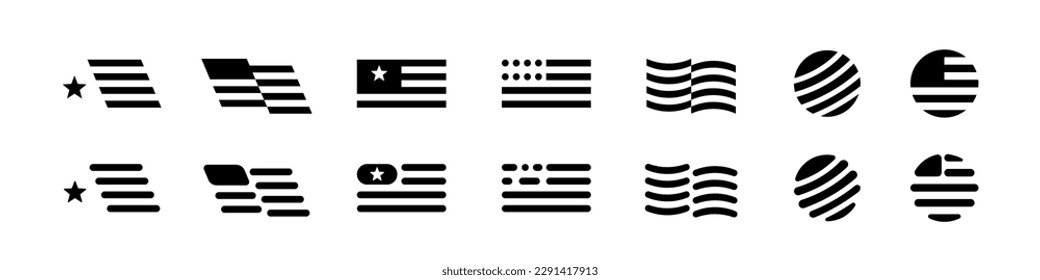USA flag icon set isolated illustration