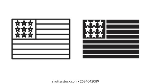 USA flag icon set in thin line. vector illustrations for web