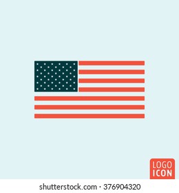 USA flag icon. Unaited states of America flag icon isolated minimal design. Vector illustration.