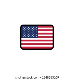 USA Flag icon vector illustration isolated on white background. Outline style.