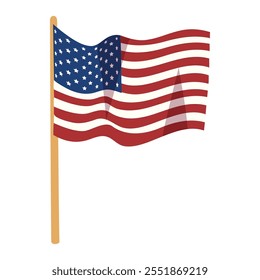 USA Flag icon vector in modern flat style. America flag modern icon. American symbol waving in the Wind on Pole. American flag for Presidential Election. voting communication