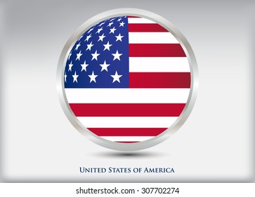  USA flag icon.Icon with american flag.Vector template.