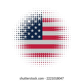 icono de la bandera de EE.UU..Bandera de puntos redondeados de USA.Vector.