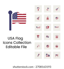 USA flag icons in different styles