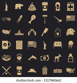 Usa flag icons set. Simple style of 36 usa flag vector icons for web for any design