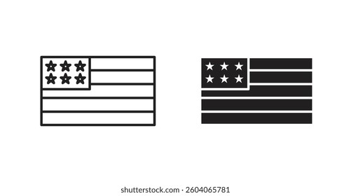USA flag icons. thin line vector icons