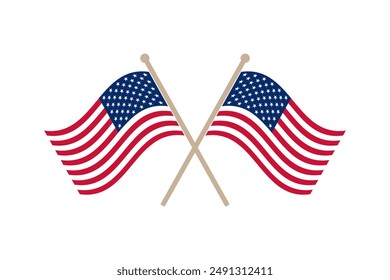 USA flag icons vector set. United States of America flat badges.Flag of usa vector flat symbol collection.USA flag labels set.Set of American flag icons