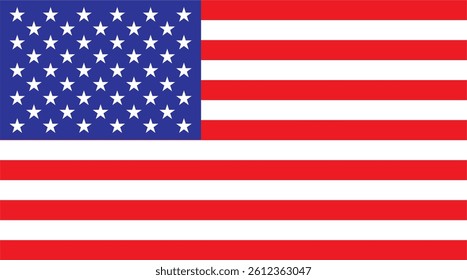 USA flag icons vector set. American flag. United States of America flat label badges. Set of American flag icons isolated on solid background