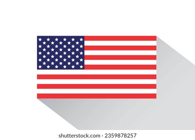 USA flag illustration with shadow, vector