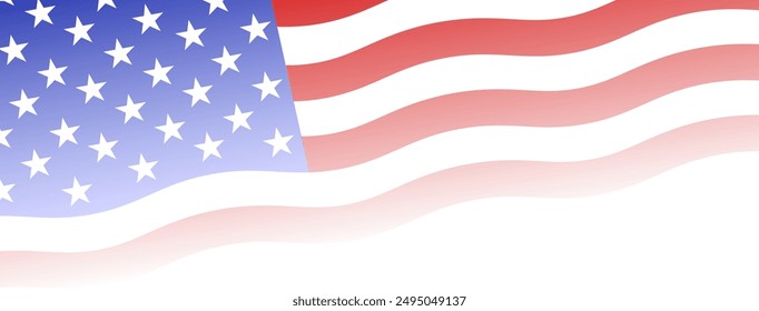 USA flag inclined, United States of America transparent waving flag, wide close up American flag