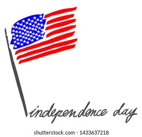 USA flag with independence day letters  isolated.
Happy 4th of July USA Independence Day concept.