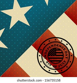USA Flag and Independence day stamp