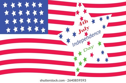 USA Flag with Independence Day Star Shape Vector Design for Patriotic Celebrations and Posters