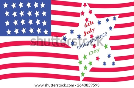 USA Flag with Independence Day Star Shape Vector Design for Patriotic Celebrations and Posters