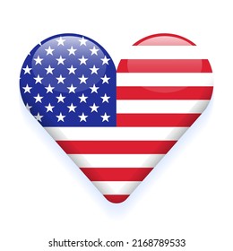 Bandera de Estados Unidos Independencia Memorial Día del Trabajo Botón de símbolo de amor Estrella Stripes Estados Unidos País aislado Nación 3D Tarjeta Icono Icono Ilustración