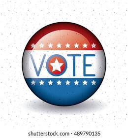 Usa flag inside button icon. Vote election nation and government theme. Colorful design. Vector illustration
