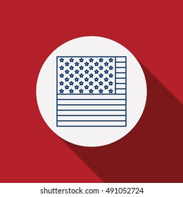 Usa flag inside circle icon. Patriotism nation and government theme. Silhouette design. Red background. Vector illustration