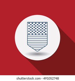 Usa flag inside circle icon. Patriotism nation and government theme. Silhouette design. Red background. Vector illustration