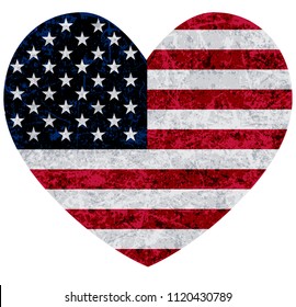 USA flag inside heart.4th july celebration. Independence day.