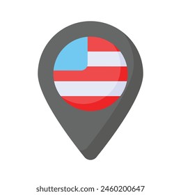 Bandera de Estados Unidos dentro de la ubicación pin denoting, diseño del Vector de ubicación de Estados Unidos