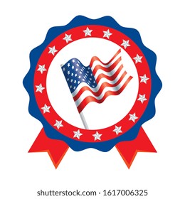 Usa flag inside seal stamp design, United states america independence labor day nation us country and national theme Vector illustration