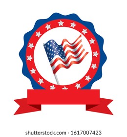 Usa flag inside seal stamp design, United states america independence labor day nation us country and national theme Vector illustration