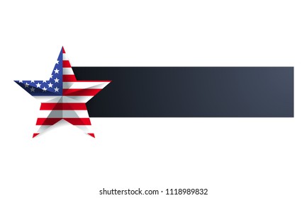 USA flag inside the star with banner below