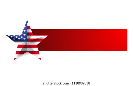 USA Flag Inside The Star With Banner Below