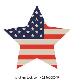 USA flag inside star icon isolated