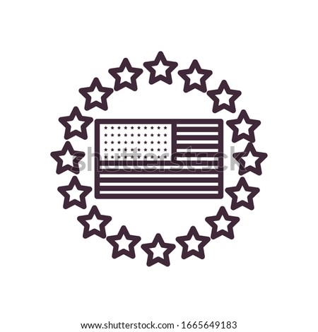 Usa flag inside stars line style icon design, United states america independence day nation us country and national theme Vector illustration