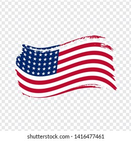 USA Flag isolated. Flag of USA, brush stroke background. Flag United States of America on transparent background. Flag USA for your web site design, logo, app, UI. Stock vector.  EPS10.