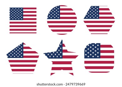 USA flag isolated on multiple shapes. USA independence day special design. vector eps file 