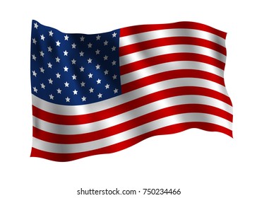 American Flag Flying Wind Isolated On Stock Photo (Edit Now) 82577884