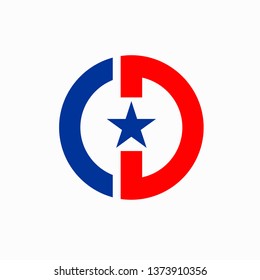 USA Flag letter CD