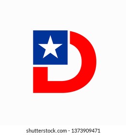 USA Flag letter D