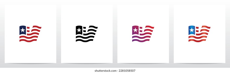 USA Flag Letter Logo Design V