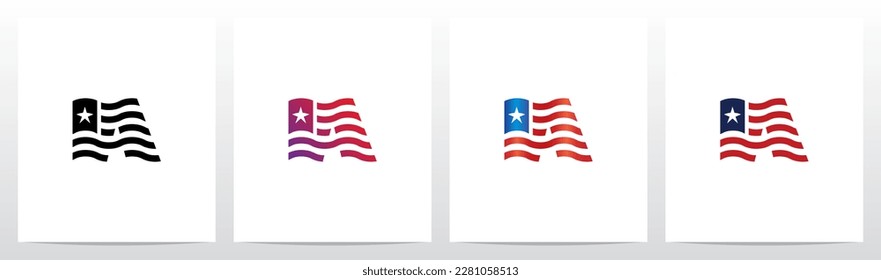 USA Flag Letter Logo Design A