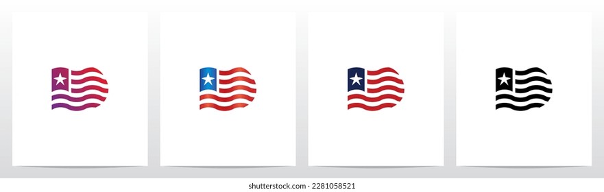 USA Flag Letter Logo Design D