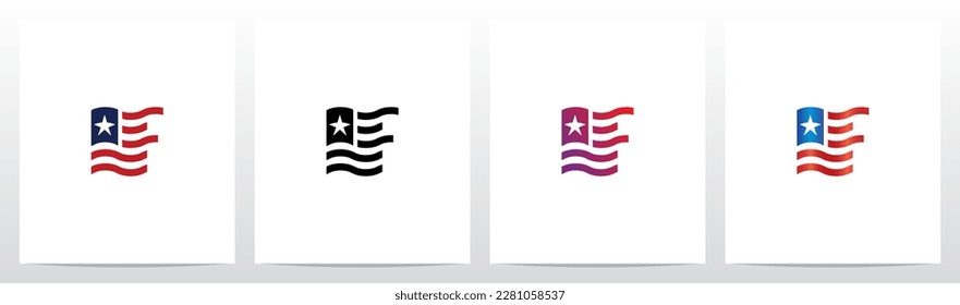 USA Flag Letter Logo Design F