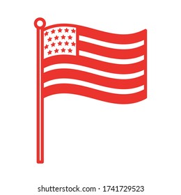diseño de ilustración vectorial de estilo de línea de bandera de usa