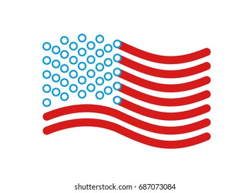 USA flag linear style. Sign of State United States. Symbol of America