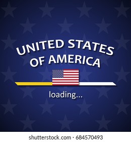 USA flag loading bar - tourism banner for travel agencies and for other different events