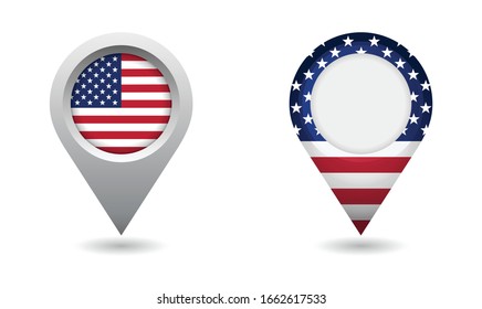 USA Flag Location Pin, Map Pointer. Vector Illustration.