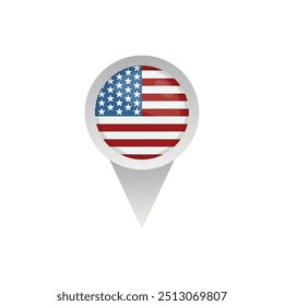 USA Flag And Location Sign Vector Design.