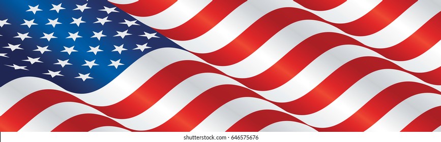 USA flag long drawn landscape background