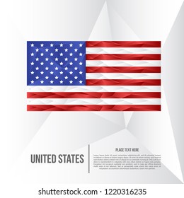 USA Flag with lowpoly vector background