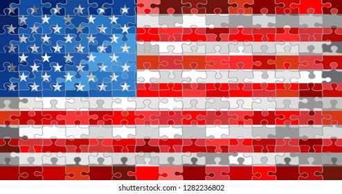USA flag made of puzzle background - Illustration