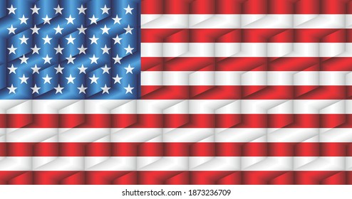 USA flag from many cubes - Illustration, 
Three dimensional flag of USA
