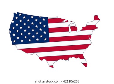 Usa Flag Map Stock Vector (Royalty Free) 421106263 | Shutterstock